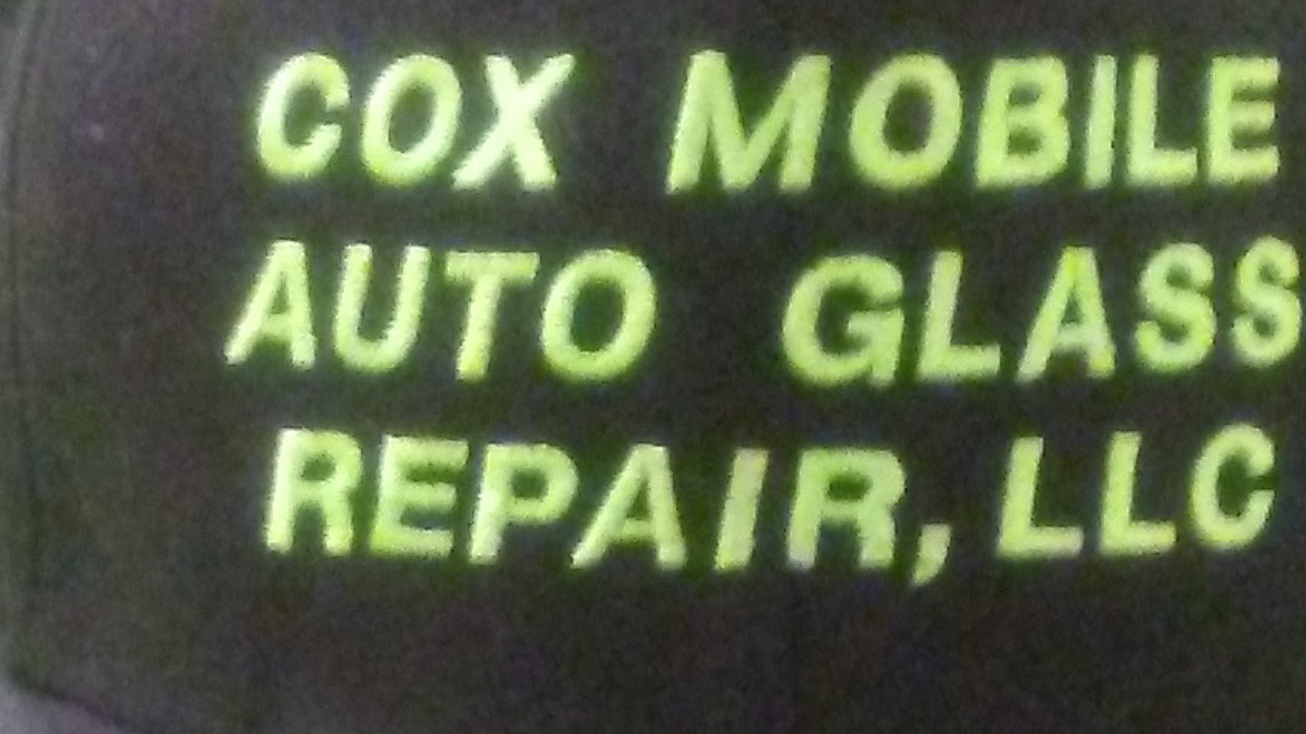 Cox Mobile Auto Glass Repair LLC logo, lime green lettering